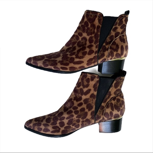 Nine West Leopard Print Ankle Boot Bootie - Picture 3 of 6